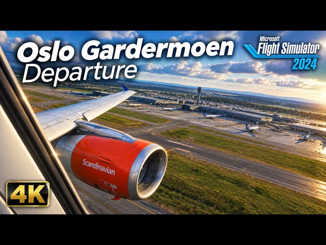 4K Cockpit View: SAS Fenix A320 Takeoff from Oslo Gardermoen | MSFS 2024