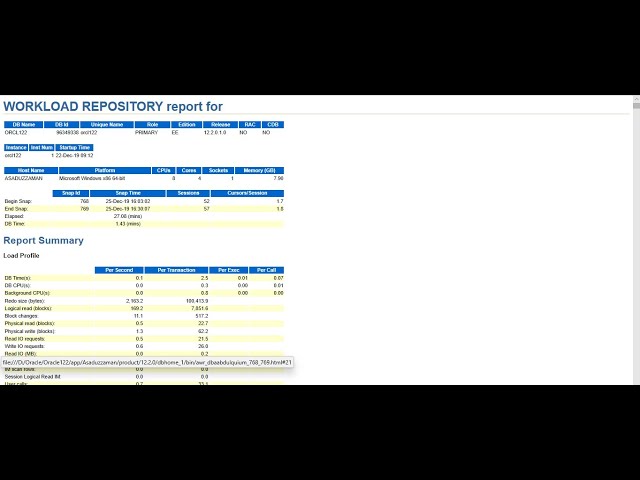 How to Check AWR Report in Oracle Database 12c  | Muhammad Abdul Quium (V-123)