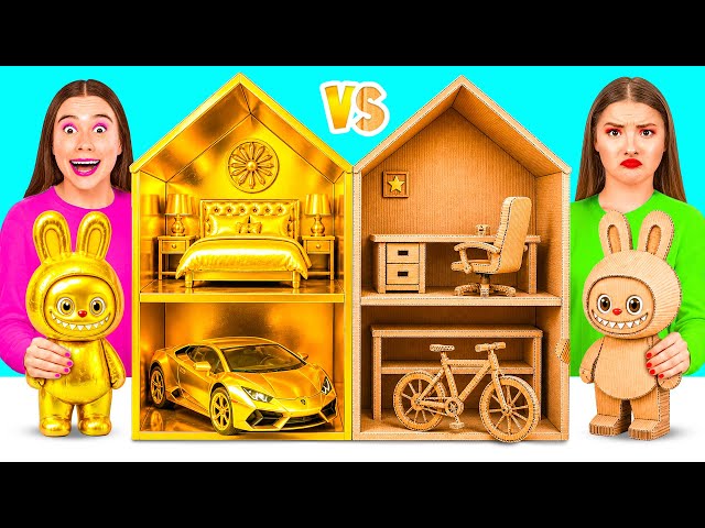 We Build Amazing Doll House for Labubu | Rich vs Broke Funny Decoration Ideas