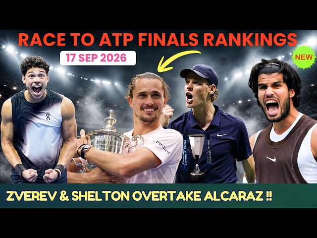 ATP RACE TO TURIN 2026 SHOCK! ZVEREV TAKES No.1, SINNER & ALCARAZ QUALIFY, SHELTON RISES!