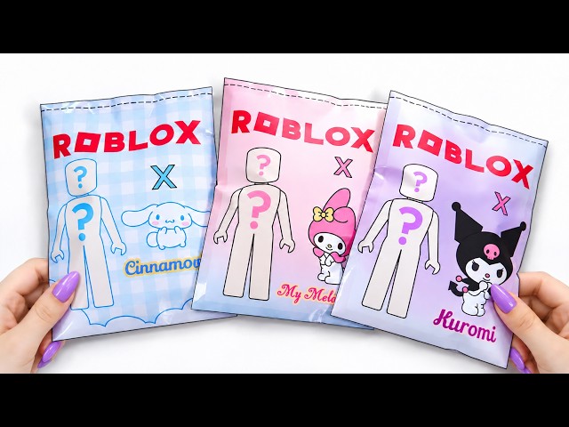 [💜Paper DIY💜] Roblox Sanrio Outfits Blind Bag Unboxing | Kuromi , My Melody, Cinnamoroll | ASMR