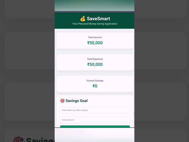 Save Money Application 💰 project using HTML + CSS + Javascript.#html #css #javascript #coding #js