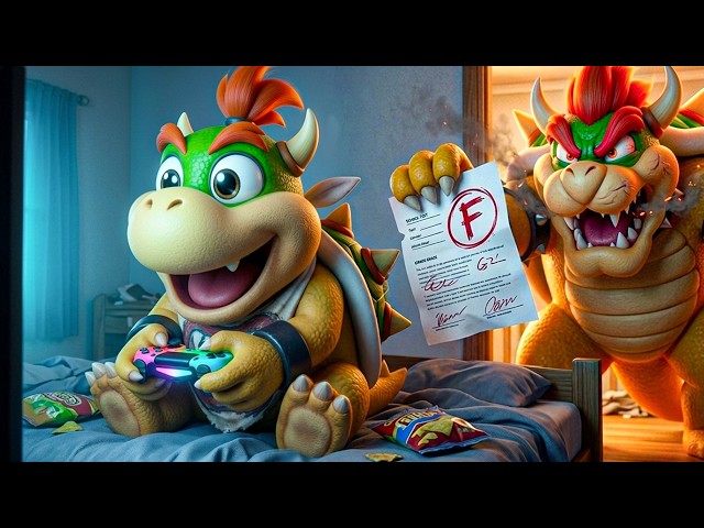 Bowser Jr. Brings Home an F... Mario Has a Clever Plan! 😲📚 Super Mario Odyssey Story