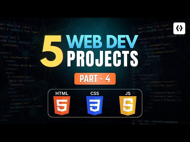 5 Beginner HTML CSS JavaScript Projects You Should Build | Web Development Projects (Part 4)
