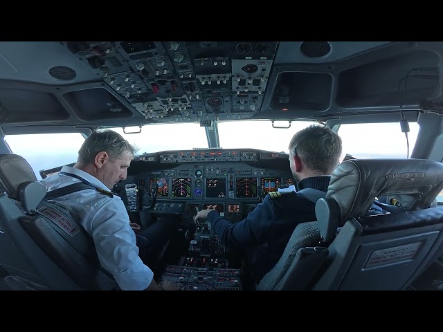 Pilot Cockpit View during Take Off and landing at Rome airport - turbulence - Boeing 737