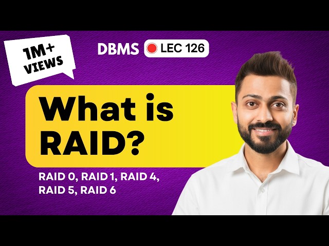 Lec-126: What is RAID? RAID 0, RAID 1, RAID 4, RAID 5, RAID 6, Nested RAID 10 Explained