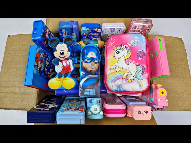 BLUE & PINK GEOMETRY Box PENCIL Box Collection💖Unicorn, Frozen, Avengers, BTS, Mickey mouse, Labubu