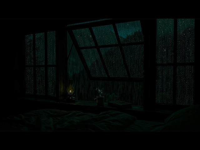 Relaxing Rain Outside the Bedroom Window | Warm Dark Room for Restful Sleep
