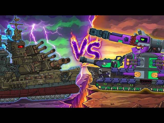 Sea and Land MONSTER | LAND CRUISER vs BISMARCK. Cartoons About Tanks
