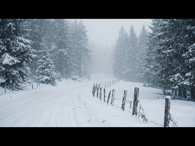 Fierce Winter Storm Around Frozen Power Lines | Powerful Winds & Heavy Snowfall For Deep Sleep