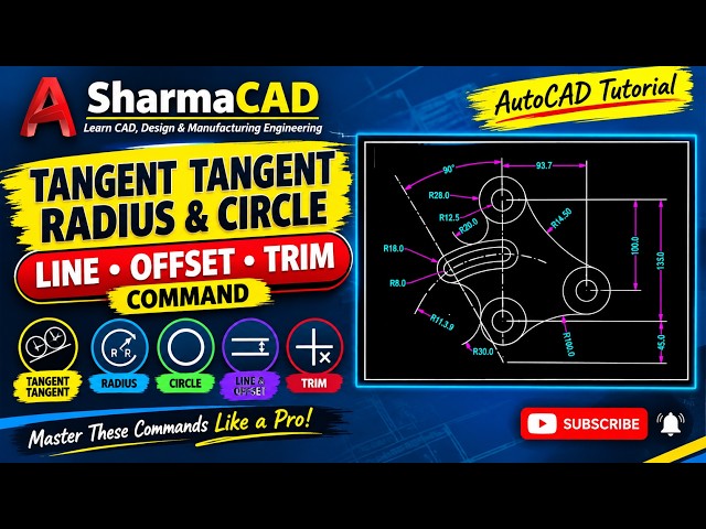 AutoCAD 2D Tutorial #14| Practice Drawing Step by Step @sharmacad #autocad #autocadtutorial