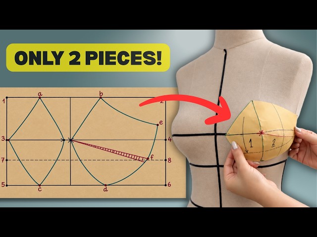 Draft a Perfect Bra Cup Pattern from Scratch | Just Two Pieces!