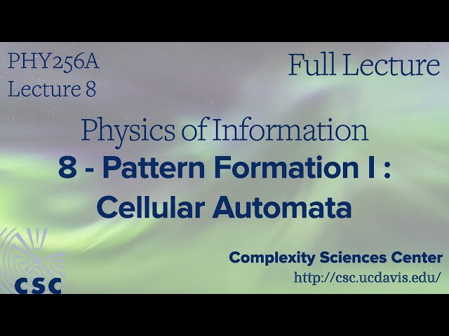 PHY 256A Physics of Information Lecture 8 - Pattern Formation I : Cellular Automata (Full Lecture)