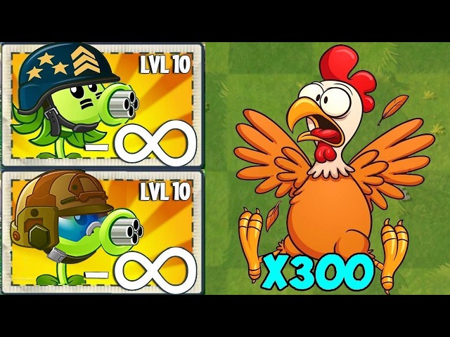 Pvz 2 - Random All Pair Team Plants Vs 300 Animal Zombies - How Many Team Plant Will Win?