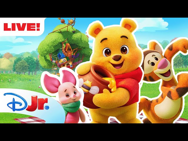 🔴 LIVE! 24 HOURS Playtime with Winnie the Pooh & Friends 🍯 | Music, Games & Adventures | @disneyjr