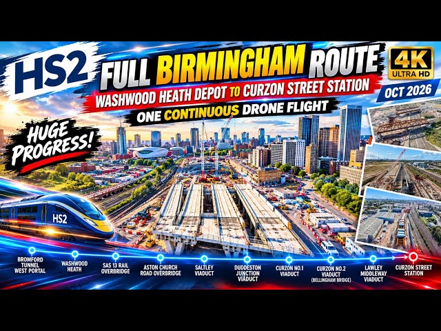 HS2 BIRMINGHAM HUGE PROGRESS! 🚆 Washwood Heath to Curzon Street | October 2026 | 4K Drone