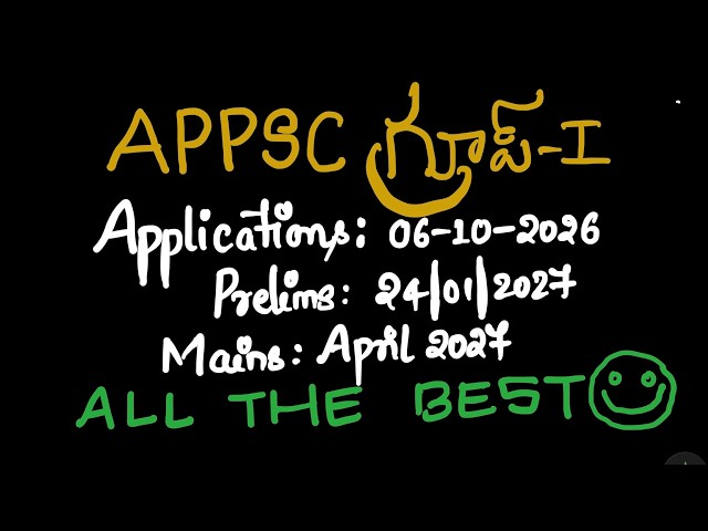 APPSC Group-1 | Application Process Started | PRELIMS & MAINS Exam Dates