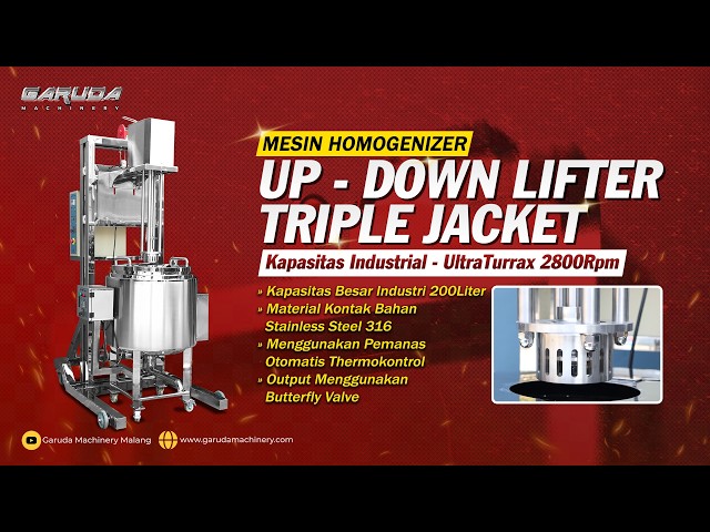 MIXER ULTRATURRAQ 2800Rpm! Homogenizer Up Down Tangki Triple Jacket Kapasitas 200Liter