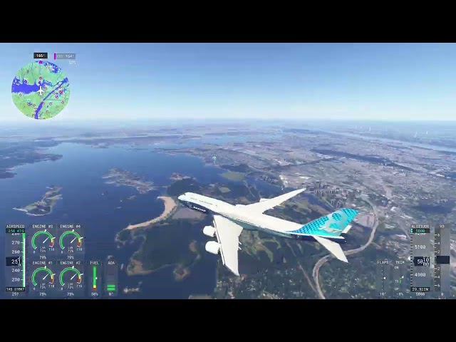 MSFS 2024 747 from Stewart to New York (IFR Practice 9070XT) 100X