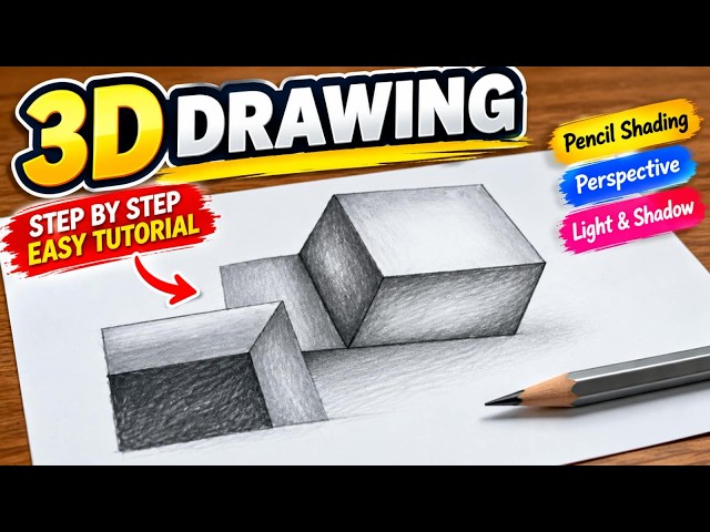 How to Draw a 3D Geometric Illusion ✏️ | Easy Pencil Shading & Perspective Drawing Tutorial