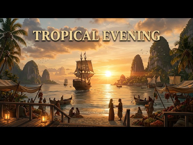 [Uncharted Waters II / 大航海時代II] 아프리카 테마 재즈풍 | 석양이 물드는 열대 포구의 저녁