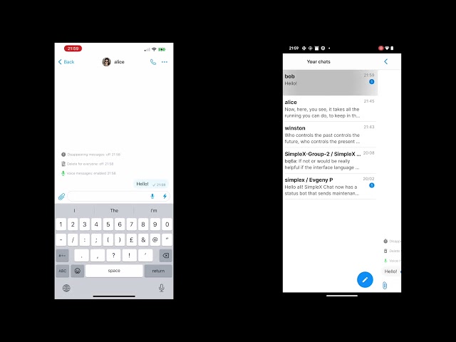 SimpleX Chat v4.5 demo