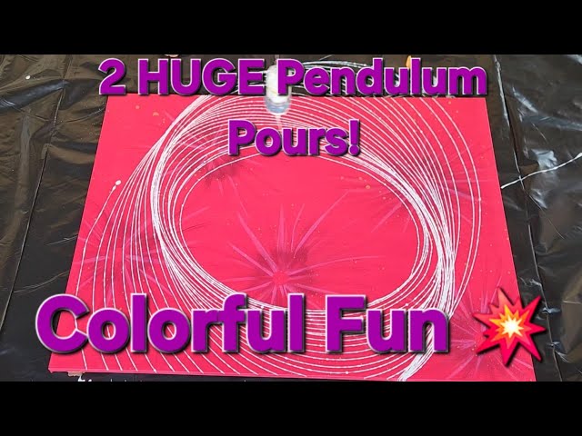 First EVER Pendulum Pours on 2 36x48 canvases! Wildly colorful!