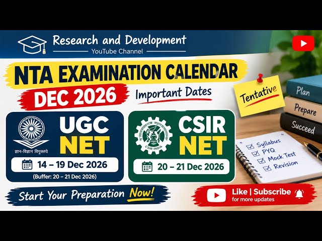 UGC NET & CSIR NET December 2026 Exam Dates | NTA Official Calendar Update | Important Notice