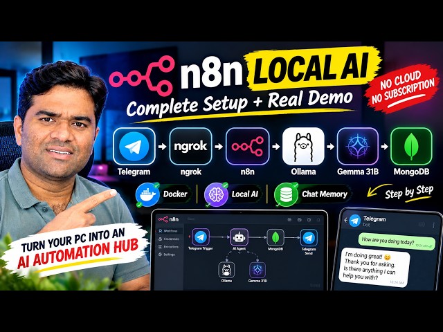 Run n8n + AI Locally! Docker, Ollama, Telegram & MongoDB