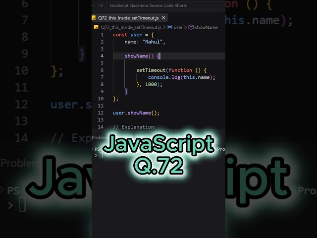 JavaScript Q72 this inside setTimeout #shorts #javascript #coding