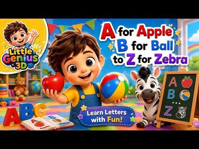 ABC Song for Kids | A to Z Alphabet | A for Apple, B for Ball | Learn ABCD | Little Genius 3D