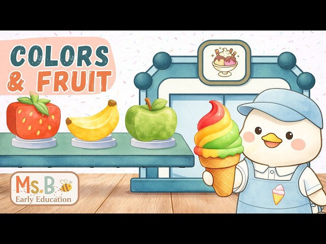 Learn Colors & Fruits with Ice Cream 🍦🌈🍓 | First Words for Toddlers | Waddleton Way /English ESL 