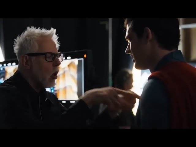 David Corenswet and James Gunn having a heated discussion about the ' #Superman ' monologue