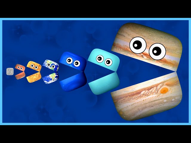 Hungry SQUARE Planets | Planet Sizes for BABY | Solar System Comparison | 8 Planets size