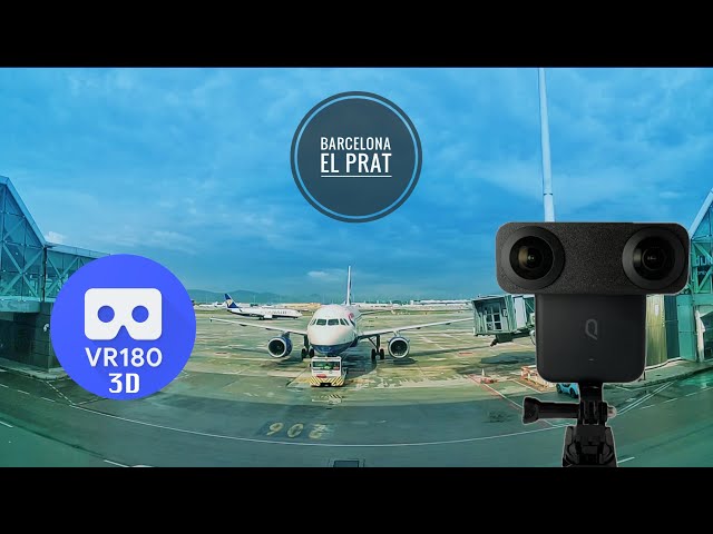[8K VR180 3D] Traffic at Barcelona airport on a rainy day