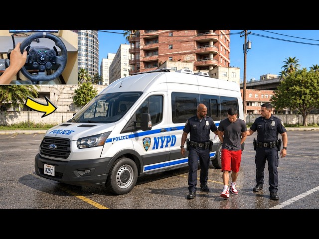 GTA 5 Playing as NYPD Police Van Driver Transporting Prisoner - Steering Wheel Gameplay