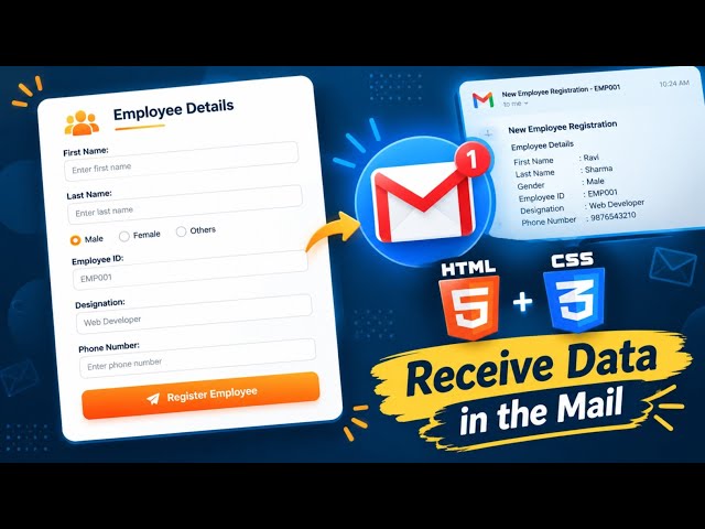 HTML CSS Employee Form + EmailJS | Receive Form Data Directly in Email
