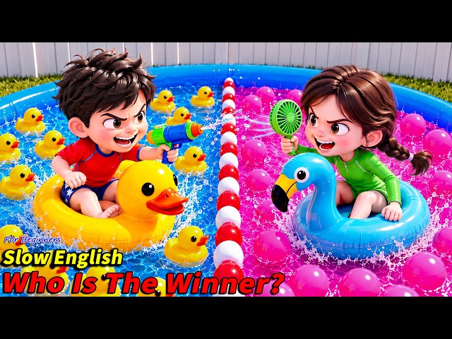 Henry and His Sister Started a Pool War... THEN They Destroyed Everything! 😱🌊 | Slow English (A2)