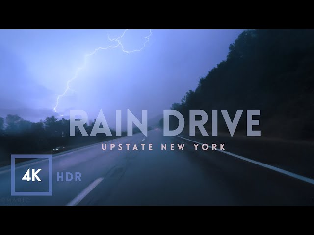 Rainy Drive Through Upstate New York – Thunder, Lightning & Sunset Drive Binaural Audio