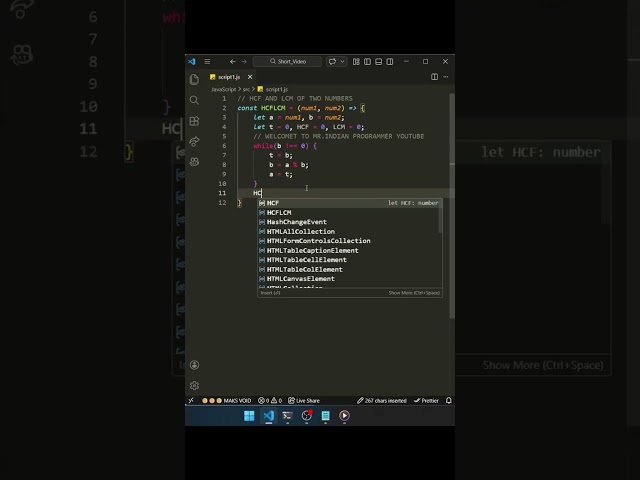HCF and LCM in javascript | day - 133 #shorts #js #javascript #viral #youtubeshorts #trending #ai