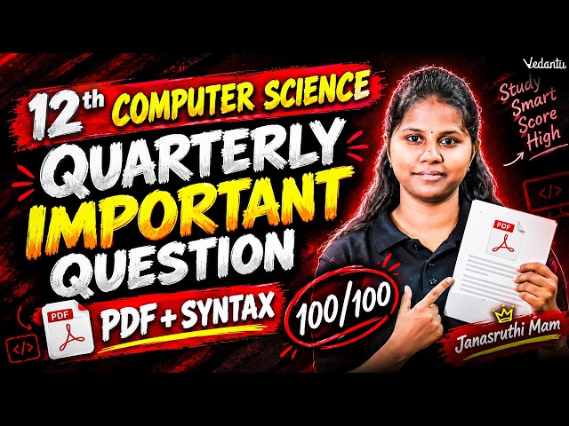 12th Computer Science | Important Questions 100/100 PDF + Syntax | TN State Board | Janasruthi Ma'am