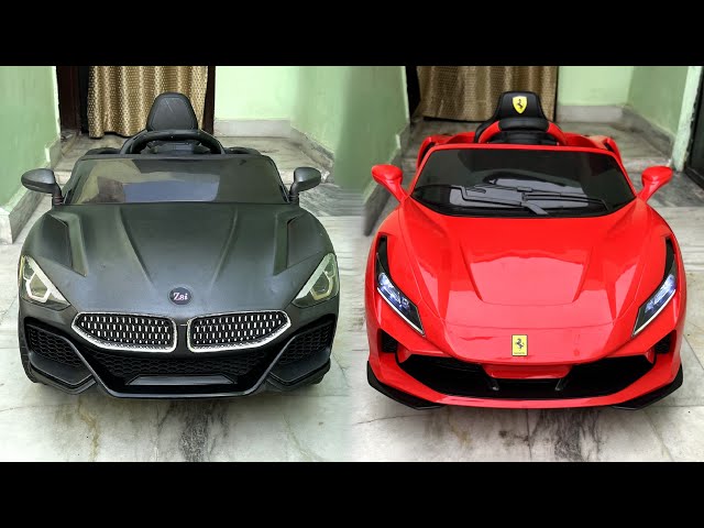 RC Ferrari Car Vs RC Bmw Car Unboxing & Testing | Remote Control Ride on Car | Shamshad Maker 🔥🔥