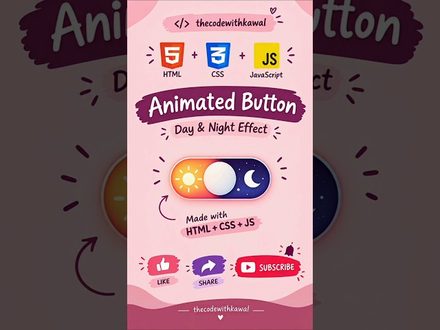 Animated Day & Night Toggle Button Using HTML CSS JavaScript 🌞🌙 | CSS Animation #shorts