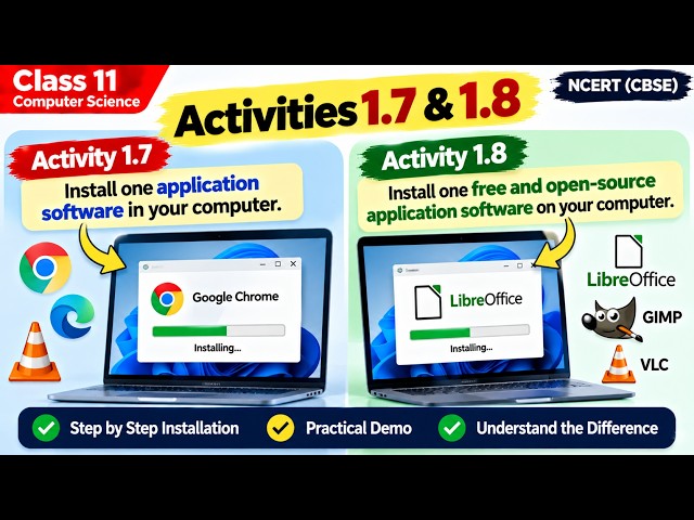 Install Application Software & FOSS | Activity 1.7 & 1.8 | Class 11 Computer Science