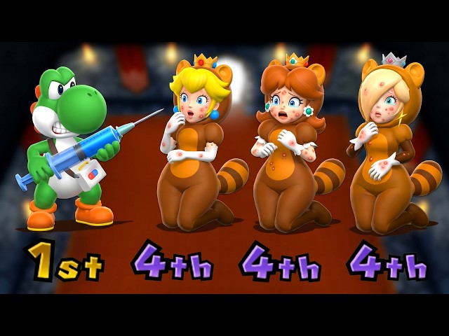 Mario Party 9 – Funny Moments | Doctor Yoshi Vs Tanooki Team: Peach, Daisy & Rosalina 4K UHD