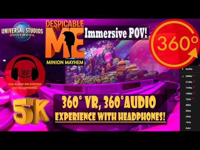 Despicable Me Minion Mayhem, Immersive VR POV! - Universal Studios Hollywood [5K 360° | 360° Audio]