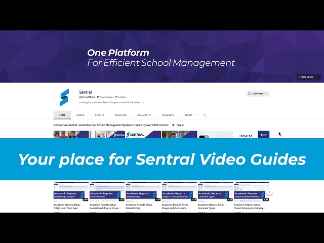 Welcome to our channel - Your place for Sentral Video Guides