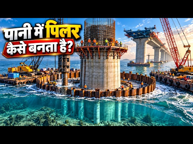 पानी के ऊपर पुल कैसे बनता है? 😳 नदी के बीच Pillar कैसे खड़े करते हैं? | Bridge Construction