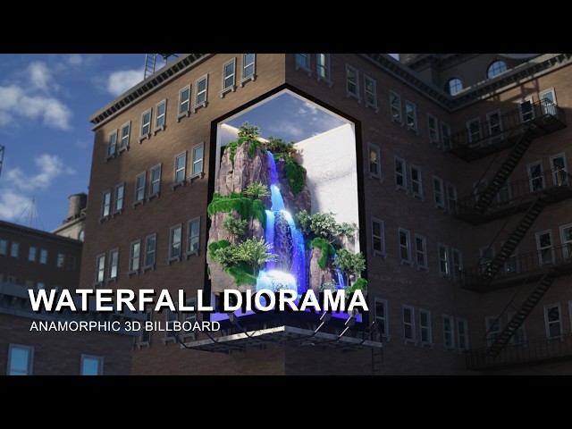 Waterfall Diorama - 3D Naked Eye/Anamorphic Billboard