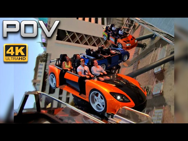 Front Row POV! FAST and FURIOUS Hollywood Drift coaster! Universal Studios Hollywood